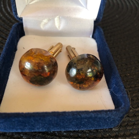 Vintage Unisex Mexican Quartz & Gold Cufflinks - Picture 2 of 8